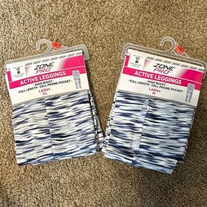 Zone Pro Blue, White and Gray Patterned Leggings